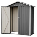 Abri de jardin 154 x 83 x 180 cm en tôle d'acier galvanisée, avec ouvertures de ventilation, fondation métallique et porte verrouillable, pour outils de jardin et vélos, gris