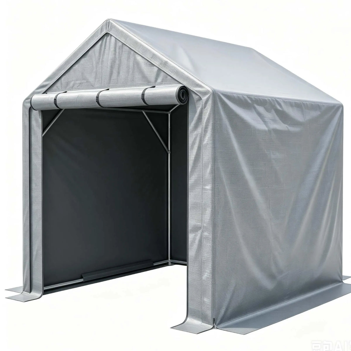 Abri à vélos 190 x 170 x 200 cm, structure tubulaire en acier galvanisé, bâche PE imperméable 170 g/m², porte sectionnelle, gris foncé