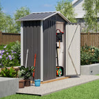 Abri de jardin 154 x 83 x 180 cm en tôle d'acier galvanisée, avec ouvertures de ventilation, fondation métallique et porte verrouillable, pour outils de jardin et vélos, gris