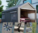 Abri de garage 3 x 6 m (592 x 310 x 276 cm), résistant à l'hiver, avec fenêtres enroulables, parois latérales et toit amovibles, gris