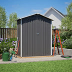 Abri de jardin 154 x 83 x 180 cm en tôle d'acier galvanisée, avec ouvertures de ventilation, fondation métallique et porte verrouillable, pour outils de jardin et vélos, gris