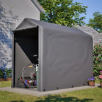 Abri à vélos 187 x 100 x 160 cm, bâche PE imperméable 170 g/m², structure en acier galvanisé, porte zippée, cadre de fondation, gris foncé