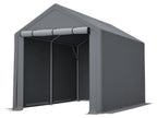 Abri à vélos 296 x 190 x 200 cm, structure en acier galvanisé, bâche PE 170 g/m², porte enroulable zippée, étanche, gris foncé
