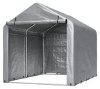 Abri à vélos 160 x 220 x 165 cm, bâche PE imperméable, structure en acier thermolaqué, porte sectionnelle, 8 supports, gris