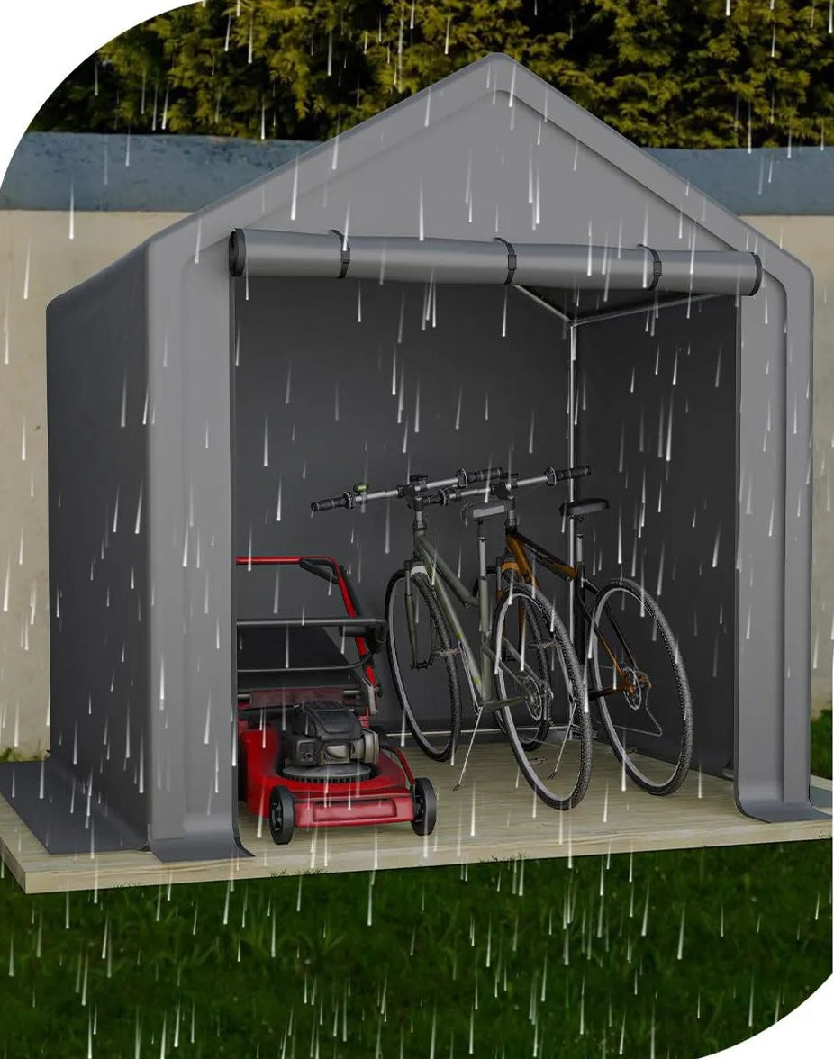 Abri de garage 190 × 170 × 200 cm, structure tubulaire en acier galvanisé, bâche PE 170 g/m², porte enroulable avec fermeture éclair, imperméable