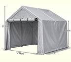 Abri de garage 244 x 241 x 217 cm, structure en acier galvanisé, bâche PE 170 g/m², porte enroulable, imperméable et résistante aux UV, gris foncé