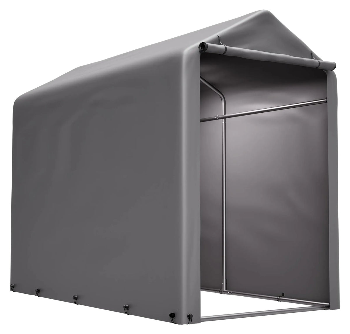 Abri à vélos 187 x 100 x 160 cm, structure tubulaire en acier galvanisé, bâche PE 170 g/m² imperméable et résistante aux UV, porte zippée, gris foncé