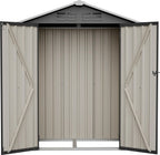 Abri de jardin 154 x 83 x 180 cm en tôle d'acier galvanisée, avec ouvertures de ventilation, fondation métallique et porte verrouillable, pour outils de jardin et vélos, gris