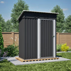 Abri de jardin 152,2 x 83,6 x 182 cm, 1,27 m², en acier thermolaqué, porte métallique verrouillable, sans fenêtres, toit plat, noir