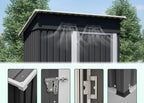 Abri de jardin 152,2 x 83,6 x 182 cm, 1,27 m², en acier thermolaqué, porte métallique verrouillable, sans fenêtres, toit plat, noir