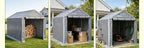 Abri de garage 296 x 190 x 200 cm, structure en acier galvanisé, bâche PE 170 g/m², porte enroulable avec fermeture éclair, imperméable et résistante aux UV, gris foncé