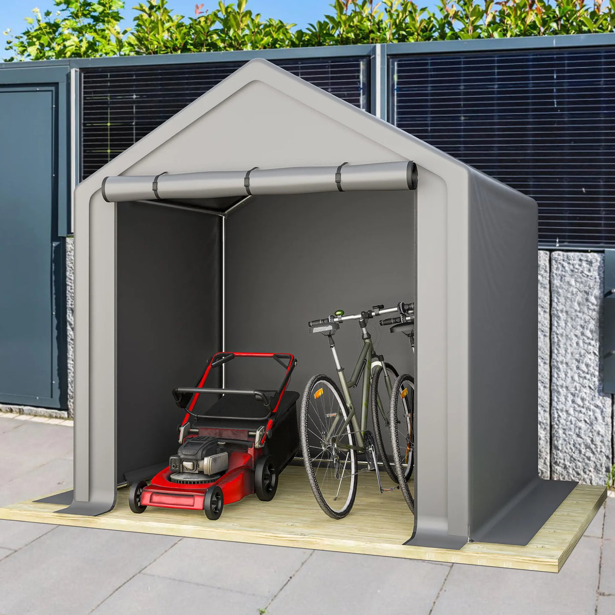 Abri de garage 190 × 170 × 200 cm, structure tubulaire en acier galvanisé, bâche PE 170 g/m², porte enroulable avec fermeture éclair, imperméable
