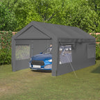 Abri de garage 3 x 6 m (592 x 310 x 276 cm), résistant à l'hiver, avec fenêtres enroulables, parois latérales et toit amovibles, gris