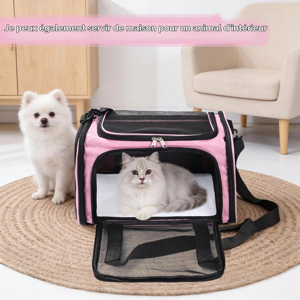 Sac de transport Oxford pour chiens et chats rose