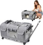 Sac de transport à roulettes approuvé en cabine pour chiens et chats gris