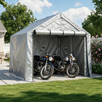 Abri de garage 244 x 241 x 217 cm, structure en acier galvanisé, bâche PE 170 g/m², porte enroulable, imperméable et résistante aux UV, gris foncé
