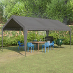 Abri de garage 3 x 6 m (592 x 310 x 276 cm), résistant à l'hiver, avec fenêtres enroulables, parois latérales et toit amovibles, gris