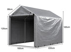 Abri à vélos 160 x 220 x 165 cm, bâche PE imperméable, structure en acier thermolaqué, porte sectionnelle, 8 supports, gris
