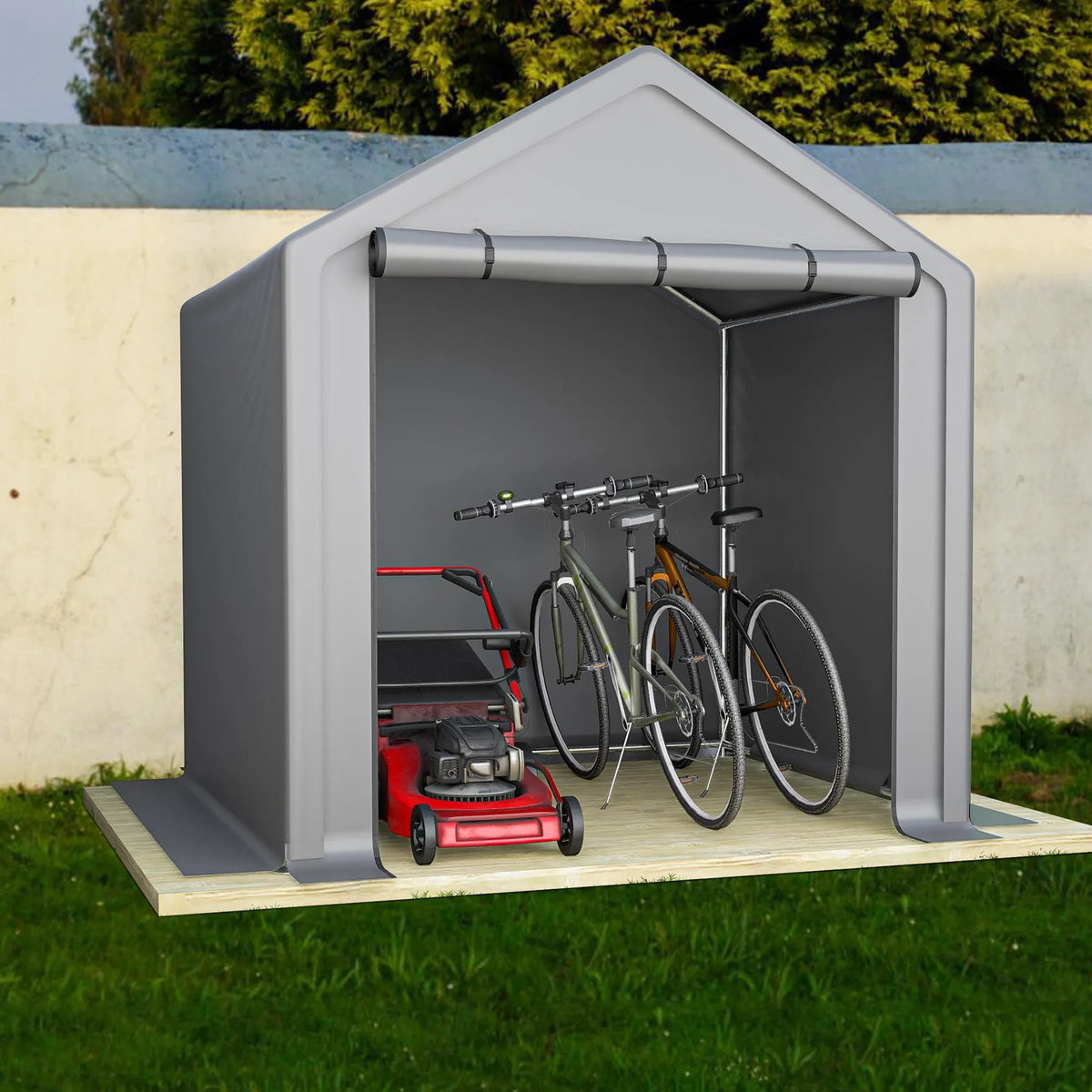 Abri de garage 190 × 170 × 200 cm, structure tubulaire en acier galvanisé, bâche PE 170 g/m², porte enroulable avec fermeture éclair, imperméable