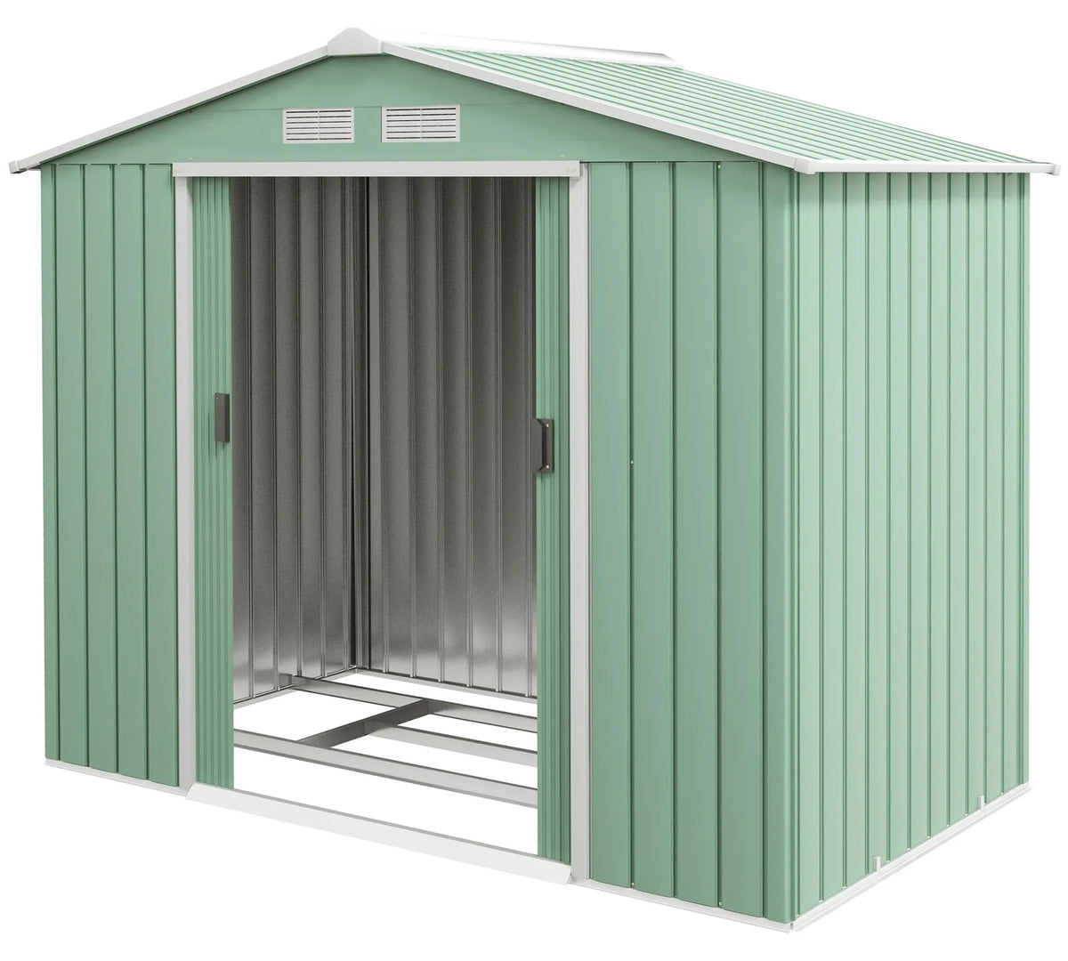 Abri de jardin avec fondations, abri à outils, maison de jardin, acier, vert