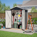 Abri de jardin 154 x 83 x 180 cm en tôle d'acier galvanisée, avec ouvertures de ventilation, fondation métallique et porte verrouillable, pour outils de jardin et vélos, gris