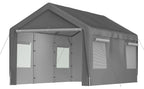 Abri de garage 3 x 6 m (592 x 310 x 276 cm), résistant à l'hiver, avec fenêtres enroulables, parois latérales et toit amovibles, gris