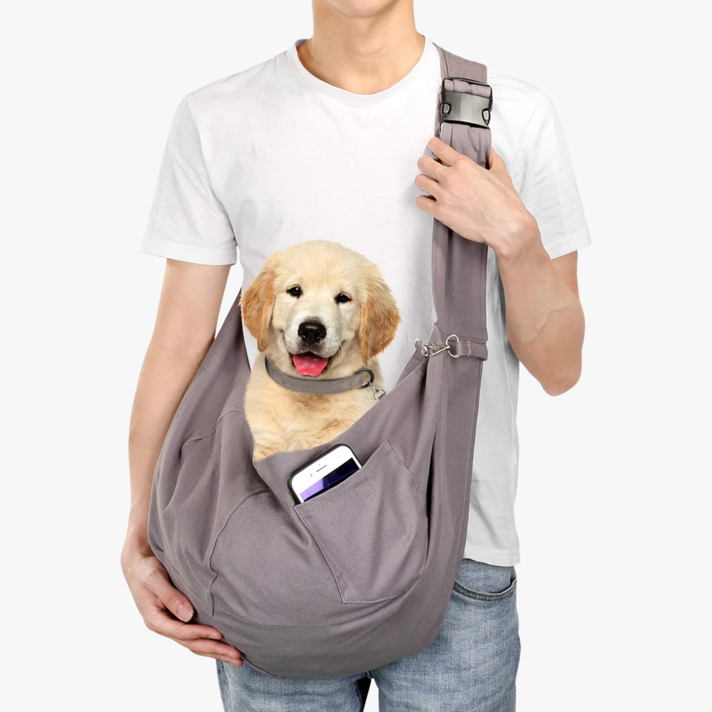 Sac de transport bandoulière pour chiens et chats jusqu'à 13 kg gris
