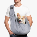 Sac bandoulière en coton pour chiens et chats jusqu'à 7,5 kg gris