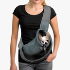 Sac bandoulière respirant en nylon pour chiens et chats gris