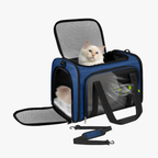 Sac de transport pliable respirant pour chats et chiens bleu marine