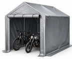 Abri de garage 296 x 190 x 200 cm, structure en acier galvanisé, bâche PE 170 g/m², porte enroulable avec fermeture éclair, imperméable et résistante aux UV, gris foncé