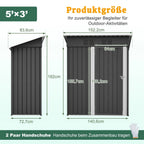 Abri de jardin 152,2 x 83,6 x 182 cm, 1,27 m², en acier thermolaqué, porte métallique verrouillable, sans fenêtres, toit plat, noir