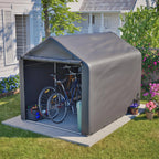 Abri à vélos 160 x 220 x 165 cm, bâche imperméable en PE, structure tubulaire en acier, porte enroulable, 2 ouvertures de ventilation, 8 supports, gris