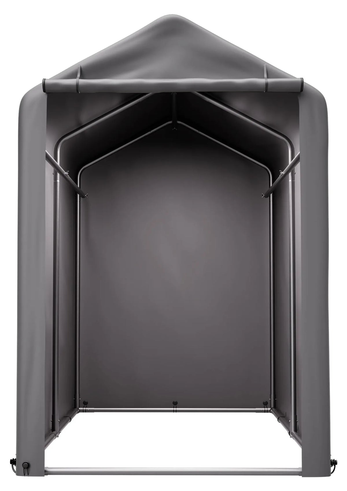 Abri à vélos 187 x 100 x 160 cm, structure tubulaire en acier galvanisé, bâche PE 170 g/m² imperméable et résistante aux UV, porte zippée, gris foncé