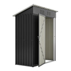 Abri de jardin 152,2 x 83,6 x 182 cm, 1,27 m², en acier thermolaqué, porte métallique verrouillable, sans fenêtres, toit plat, noir