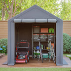 Abri à vélos 296 x 190 x 200 cm, structure en acier galvanisé, bâche PE 170 g/m², porte enroulable zippée, étanche, gris foncé