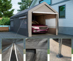 Abri de garage 3 x 6 m (592 x 310 x 276 cm), résistant à l'hiver, avec fenêtres enroulables, parois latérales et toit amovibles, gris