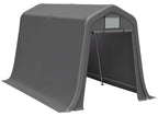Abri de jardin 366 × 213 × 225 cm, bâche PE 170 g/m², structure en acier galvanisé, porte sectionnelle, ventilation, protection UV, gris foncé