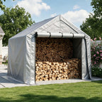 Abri de garage 244 x 241 x 217 cm, structure en acier galvanisé, bâche PE 170 g/m², porte enroulable, imperméable et résistante aux UV, gris foncé