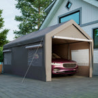 Abri de garage 3 x 6 m (592 x 310 x 276 cm), résistant à l'hiver, avec fenêtres enroulables, parois latérales et toit amovibles, gris