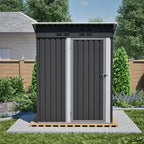 Abri de jardin 152,2 x 83,6 x 182 cm, 1,27 m², en acier thermolaqué, porte métallique verrouillable, sans fenêtres, toit plat, noir