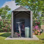 Abri à vélos 187 x 100 x 160 cm, bâche PE imperméable 170 g/m², structure en acier galvanisé, porte zippée, cadre de fondation, gris foncé