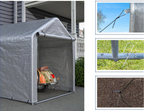 Abri à vélos 160 x 220 x 165 cm, bâche PE imperméable, structure en acier thermolaqué, porte sectionnelle, 8 supports, gris
