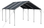 Abri voiture 610 x 396 x 308 cm, structure en acier galvanisé 38 mm, bâche de toit en PE imperméable UV 50+, plaques de base et piquets de sol