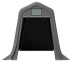Abri de jardin 366 × 213 × 225 cm, bâche PE 170 g/m², structure en acier galvanisé, porte sectionnelle, ventilation, protection UV, gris foncé