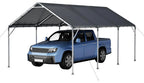 Abri voiture 610 x 396 x 308 cm, structure en acier galvanisé 38 mm, bâche de toit en PE imperméable UV 50+, plaques de base et piquets de sol