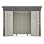 Abri de jardin 242 x 126 x 182 cm en tôle d'acier galvanisée, avec toit en pente, ouvertures de ventilation, portes verrouillables et ossature de fondation, marron