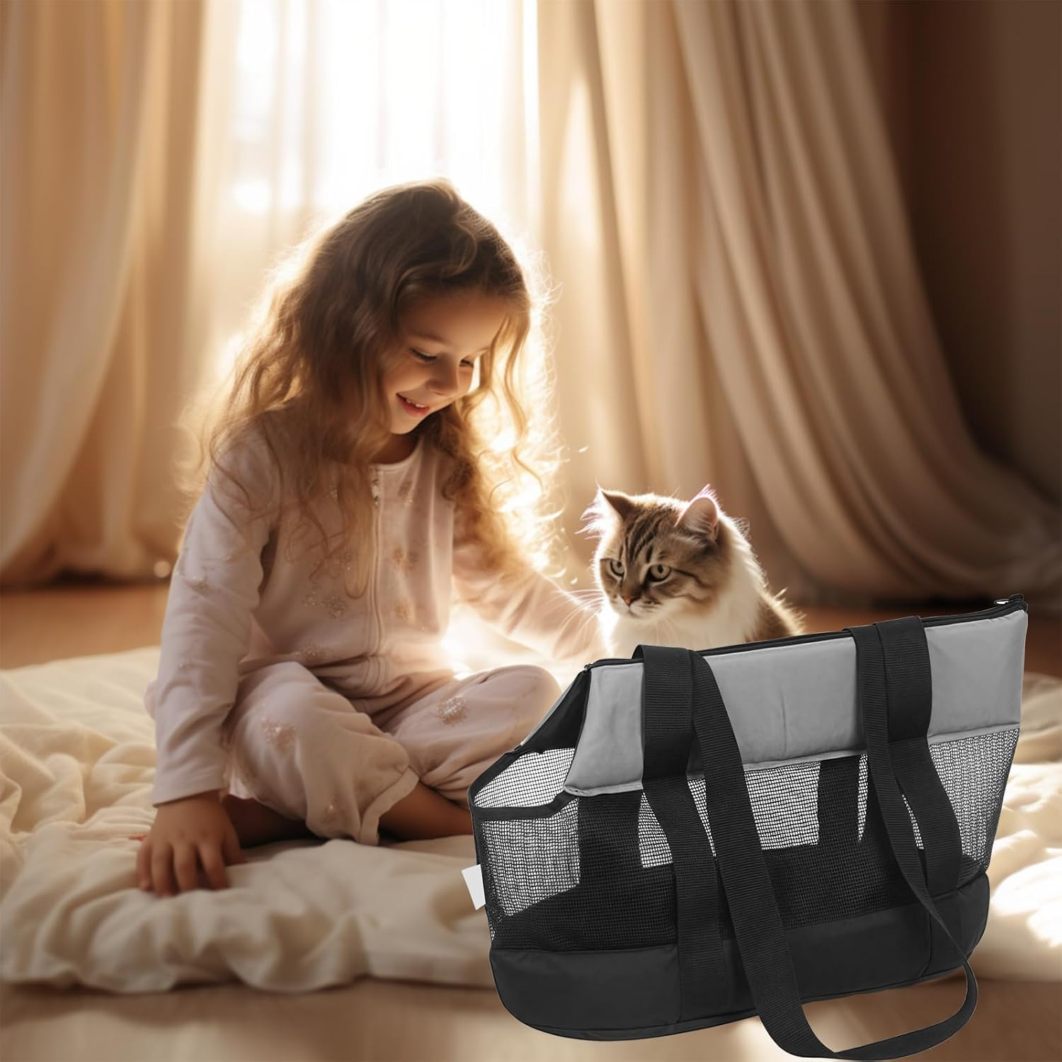 Sac de transport respirant pour chiens petits et moyens noir