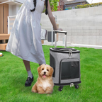 Sac à dos à roulettes pour chiens et chats jusqu'à 10 kg gris