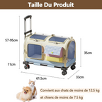 Poussette sac 2 en 1 à roulettes pour chats et chiens pliable bleu